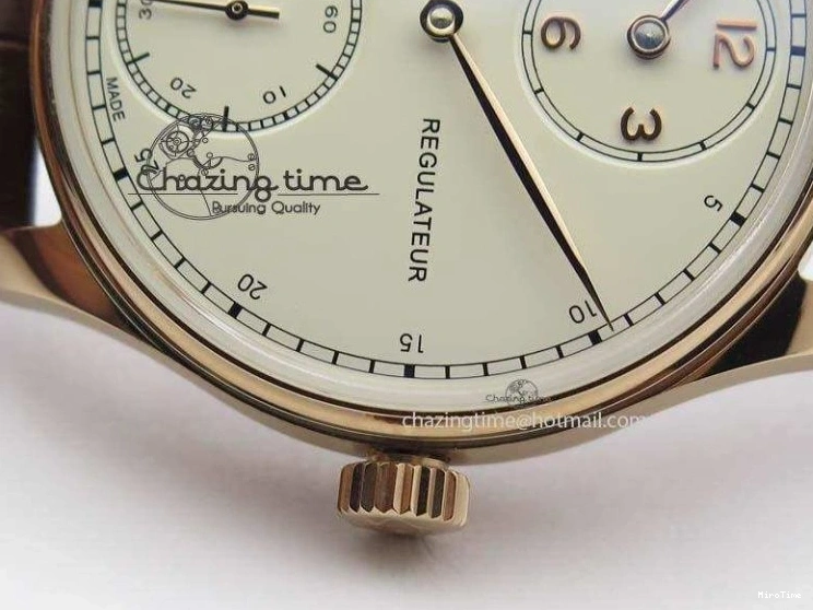 MIROTIME 0513 GoAnywhere Portuguese IW5444 RG White Dial RG Numbers On Brown Leather Strap A 7253